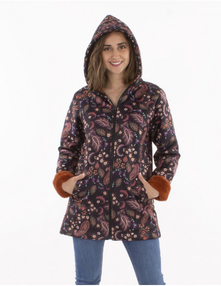 Hooded coat with lined interior