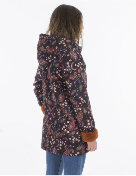 Manteau à capuche intérieur fourré