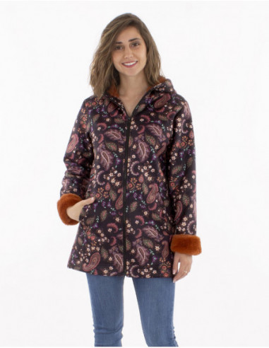 Hooded coat with lined interior