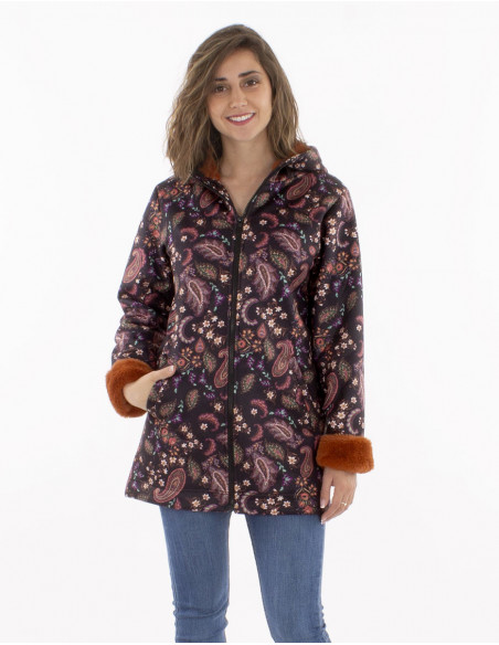 Hooded coat with lined interior