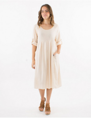 Large size linen and viscose dress