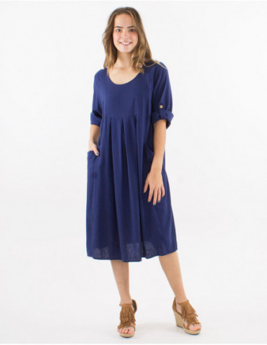 Large size linen and viscose dress