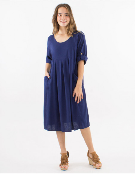 Large size linen and viscose dress