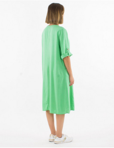 Large size linen and viscose dress