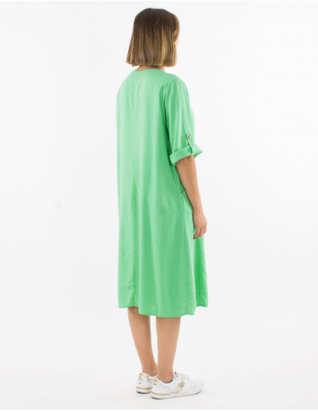 Large size linen and viscose dress