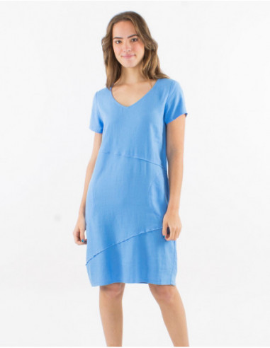Robe unie à petites manches courtes