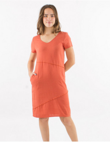 Plain dress with short sleeves