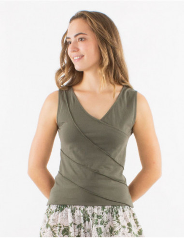 Plain cotton tank top with seams
