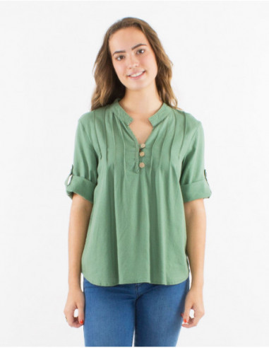 Shirt tunic with rolled up sleeves