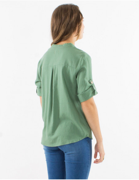Shirt tunic with rolled up sleeves