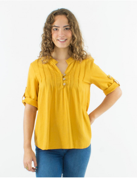 Shirt tunic with rolled up sleeves