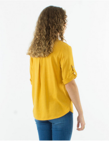 Shirt tunic with rolled up sleeves