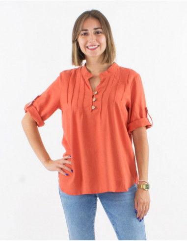 Shirt tunic with rolled up sleeves