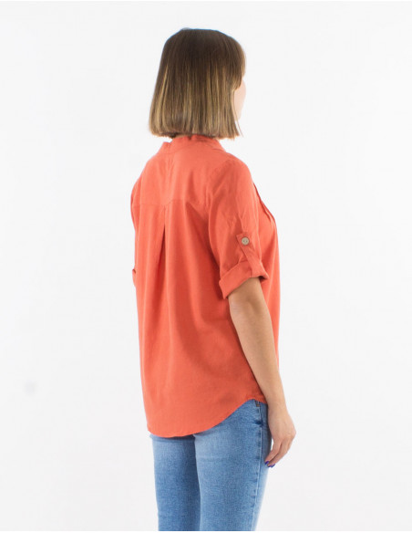 Shirt tunic with rolled up sleeves