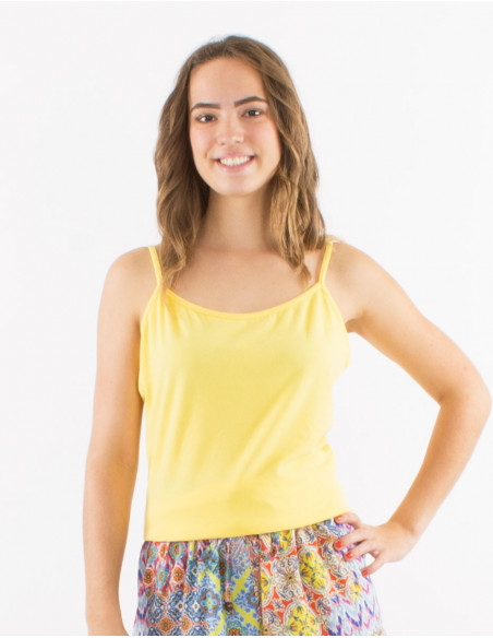 Basic plain tank top with thin straps