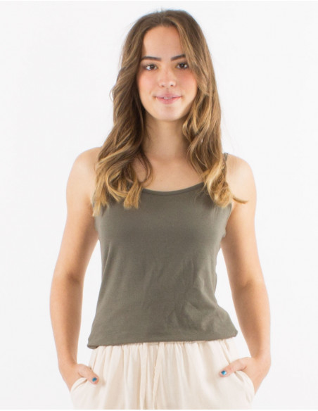 Basic plain tank top with thin straps
