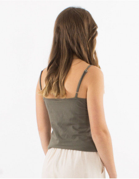 Basic plain tank top with thin straps
