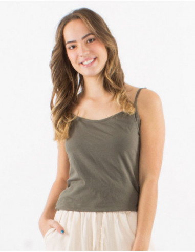 Basic plain tank top with thin straps