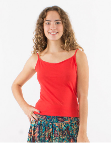 Basic plain tank top with thin straps