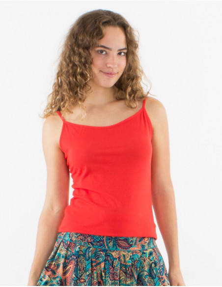 Basic plain tank top with thin straps