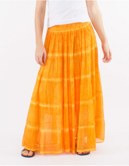 Long skirt in faded cotton voile