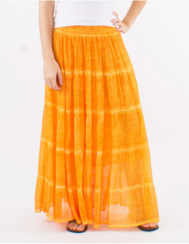 Long skirt in faded cotton voile