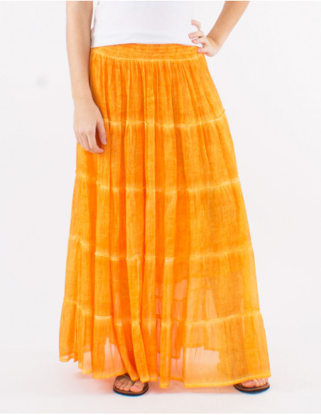 Long skirt in faded cotton voile