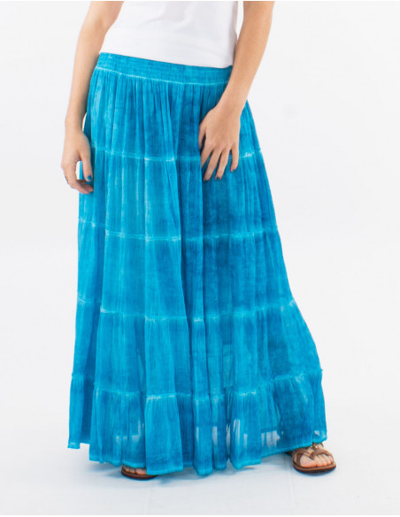 Long skirt in faded cotton voile