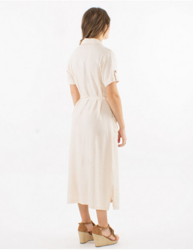 Robe longue chemise chic avec lin