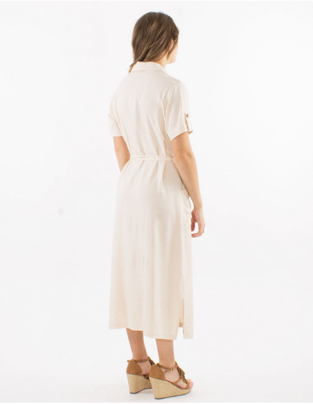 Chic long shirt dress with linen