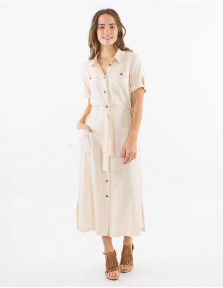 Chic long shirt dress with linen