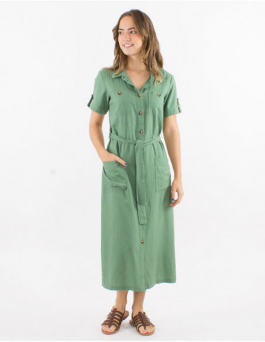 Chic long shirt dress with linen