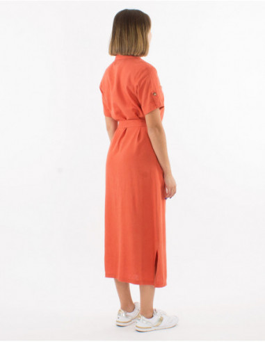Robe longue chemise chic avec lin