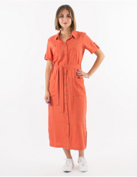 Chic long shirt dress with linen