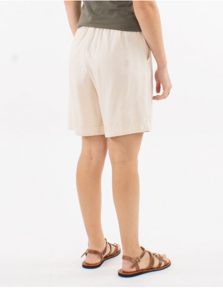 Short bermuda uni basique avec lin
