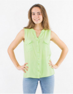 Chemise sans manches basique unie 2