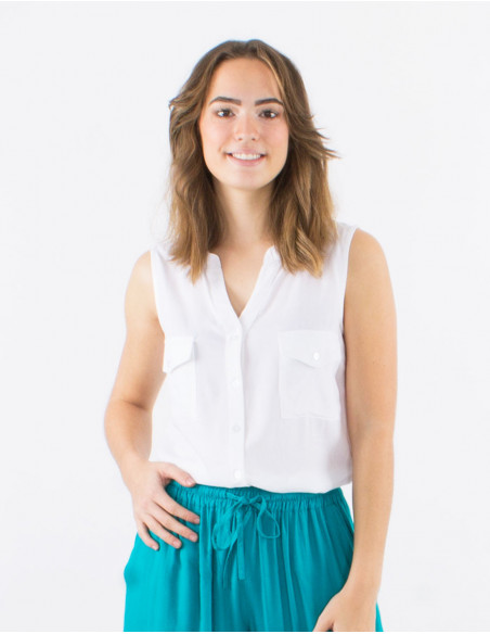 Chemise sans manches basique unie
