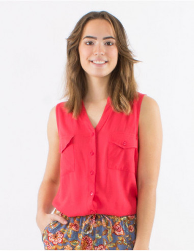 Chemise sans manches basique unie