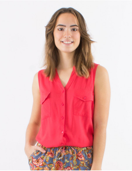 Chemise sans manches basique unie