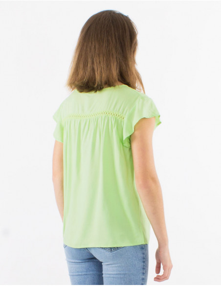 Plain short-sleeved viscose T-shirt