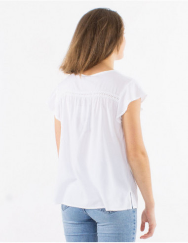 Plain short-sleeved viscose T-shirt