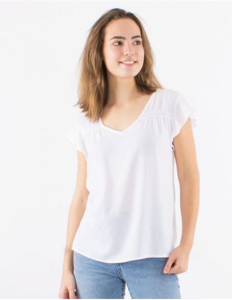 Plain short-sleeved viscose T-shirt