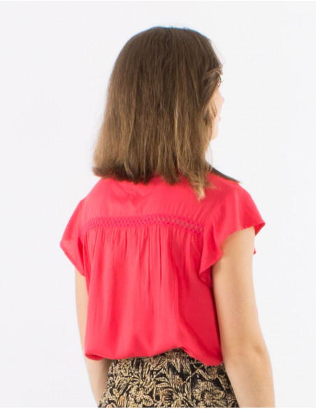 T shirt en viscose uni à manches courtes