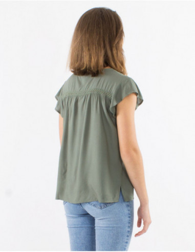 Plain short-sleeved viscose T-shirt
