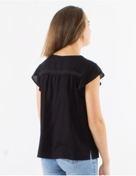 Plain short-sleeved viscose T-shirt
