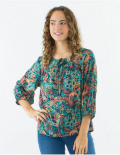 Blouse manches 3/4 motif cachemire