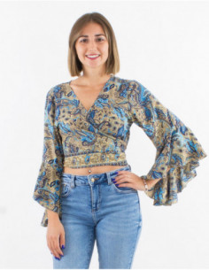 Crop top portefeuille hippie à volants