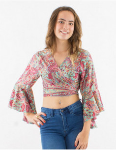 Hippie wrap crop top with ruffles 2