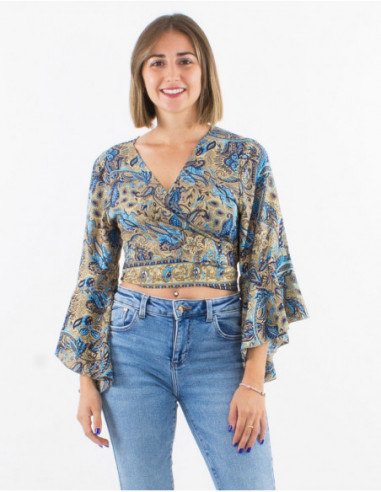 Crop top portefeuille hippie à volants