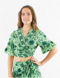 Blouse crop cache cœur bohème florale 2